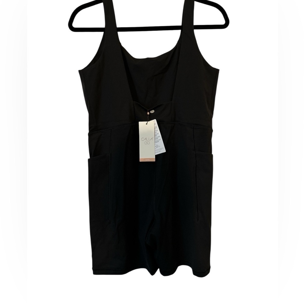 CALIA NWT Women's Inspire Short Bodysuit Workout 1 Piece Pure Black size L - Picture 3 of 7
